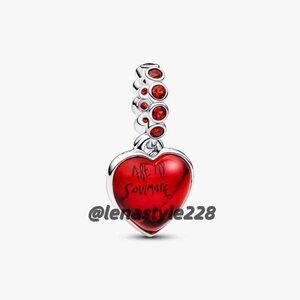Pandora Red Murano Glass Heart Double Dangle Charm